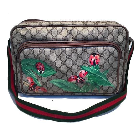 GUCCI Vintage Monogram Customized Ladybug Reporter Messenger Shoulder Bag - Picture 2 of 9